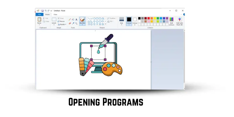 A computer screen with the paint program open