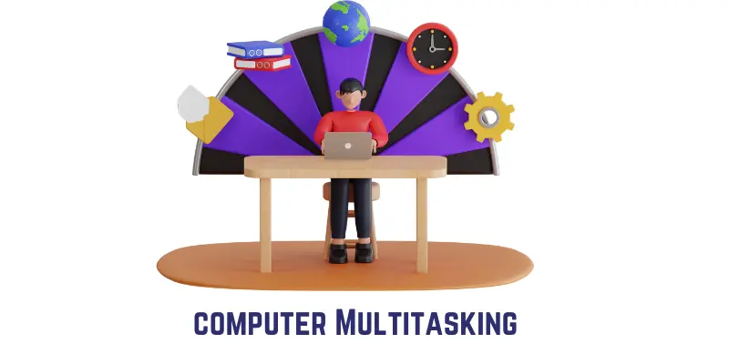 A person using a computer for multiple tasks