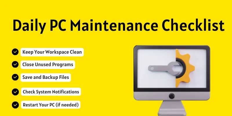 Daily pc maintenance checklist image.