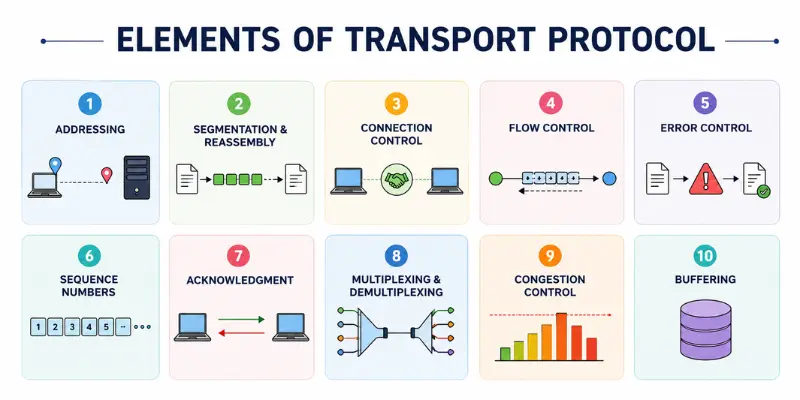 elements of transport protocol names icons Elements of transport protocol names icons