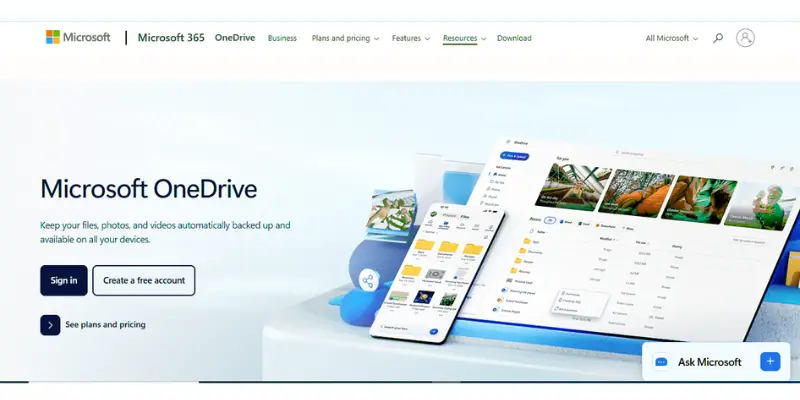 microsoft onedrive interface image Microsoft onedrive interface image.