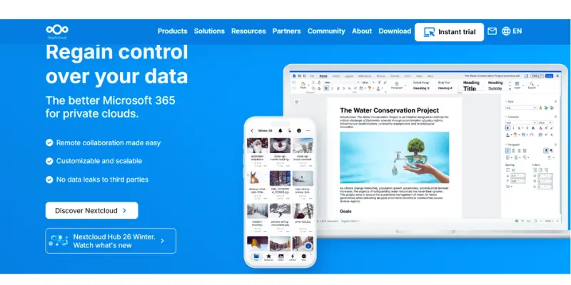 nextcloud interface image Nextcloud interface image.