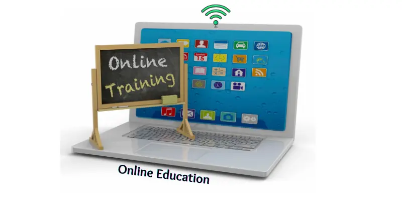 Laptop showing online training for education through the internet