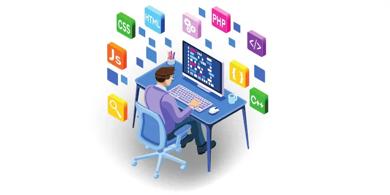 programmer use keyboard A programmer create code of different languages using keyboard.