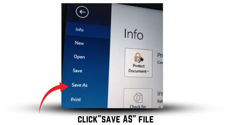 A computer screen showing the 'Save As' option with an arrow pointing to it.