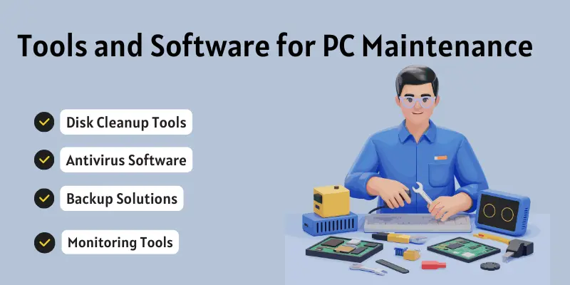 Tools and software for pc maintenance image.