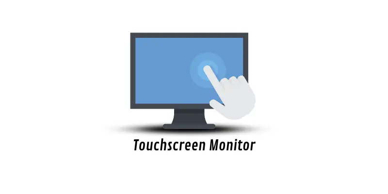 Image showing Touchscreen touchscreen computer monitor with a finger touching the screen. 